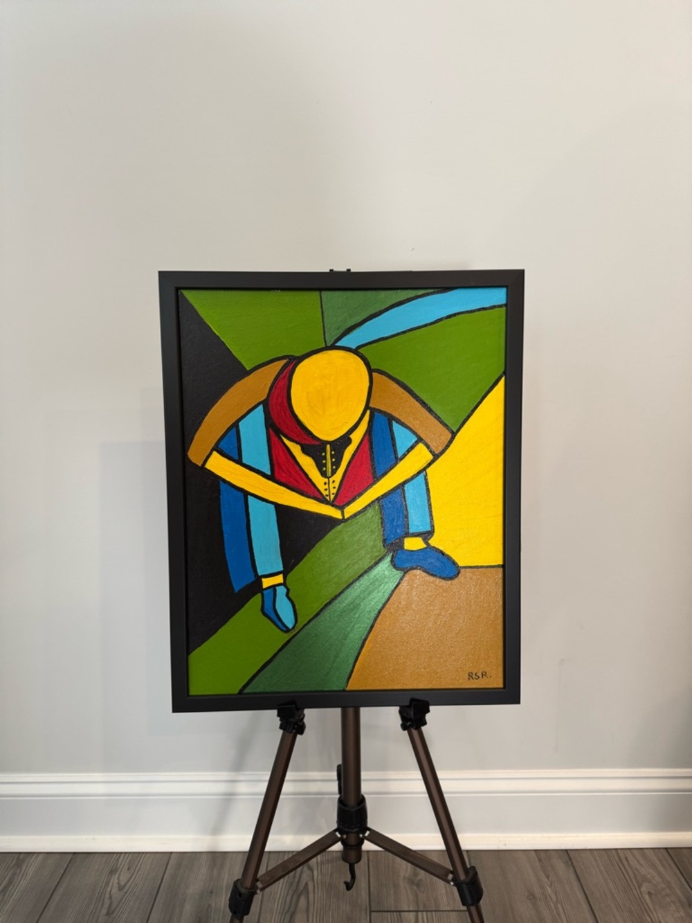 Abstract Modern Green & Yellow Wall Art Painting by local artist.